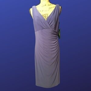 LAUREN RALPH LAUREN Empire Ruched Jersey Sheath Dress, Sleeveless, IRIS BLUE, 10